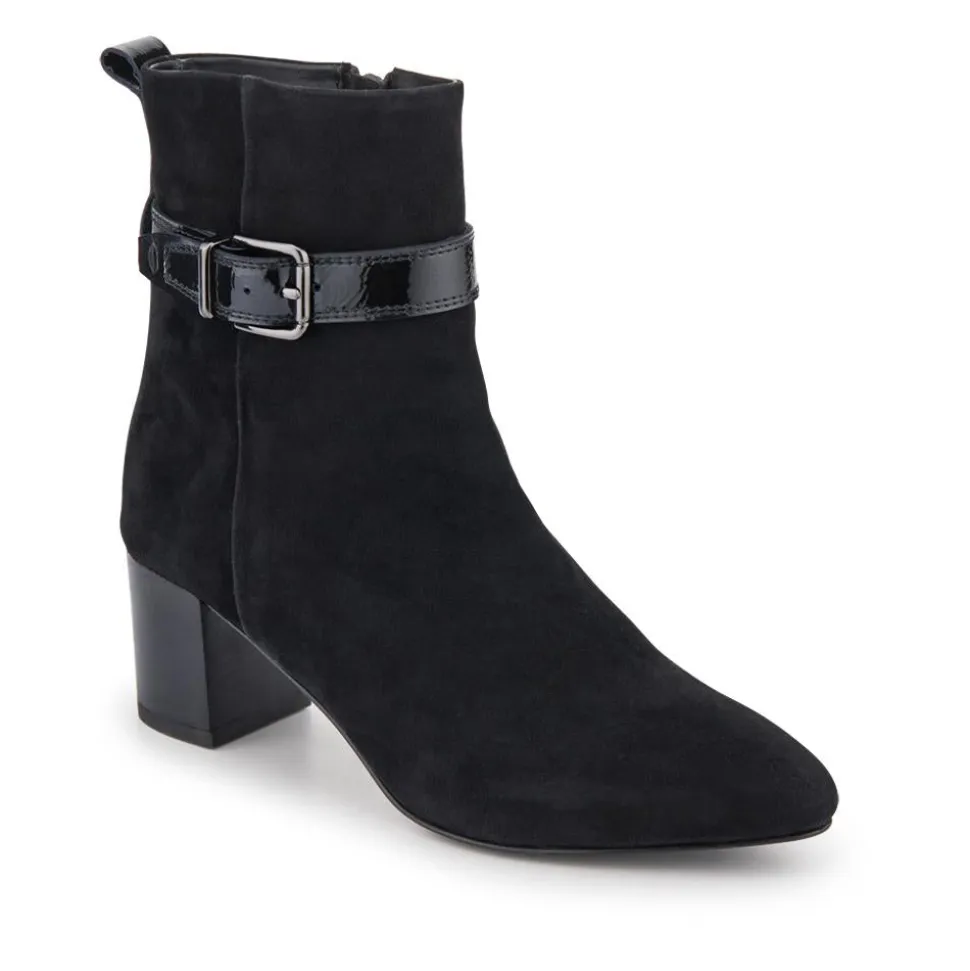 Nia Leather Buckle-Fasten Boots - Black Suede