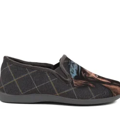 Novelty Dog Slippers - Grey Multi