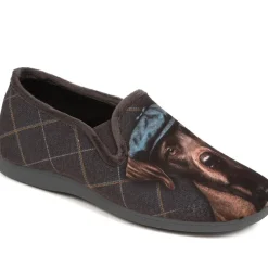 Novelty Dog Slippers - Grey Multi