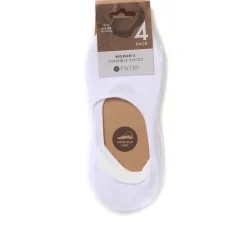 4 Pack Invisible Socks - White