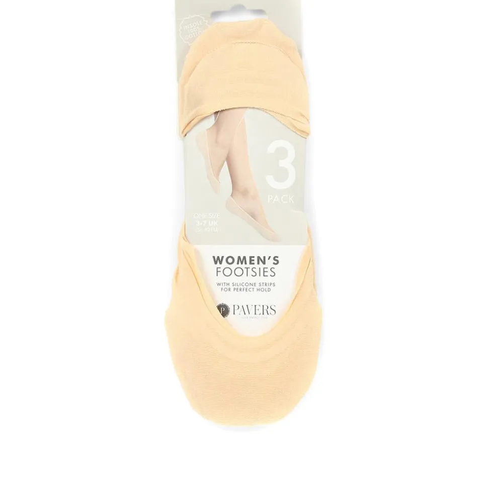 3 Pack Ladies Cotton Blend Invisible Socks - Nude