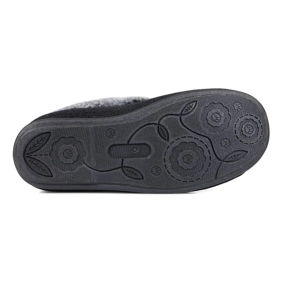 Padders Ladies Dual Fit Slippers 2E/3E - BLACK SPARKLE CORD