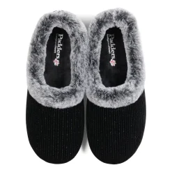 Padders Ladies Dual Fit Slippers 2E/3E - BLACK SPARKLE CORD