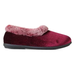 Padders Ladies Dual Fit Slippers 2E/3E - Winter Red Sparkle Cord