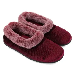 Padders Ladies Dual Fit Slippers 2E/3E - Winter Red Sparkle Cord