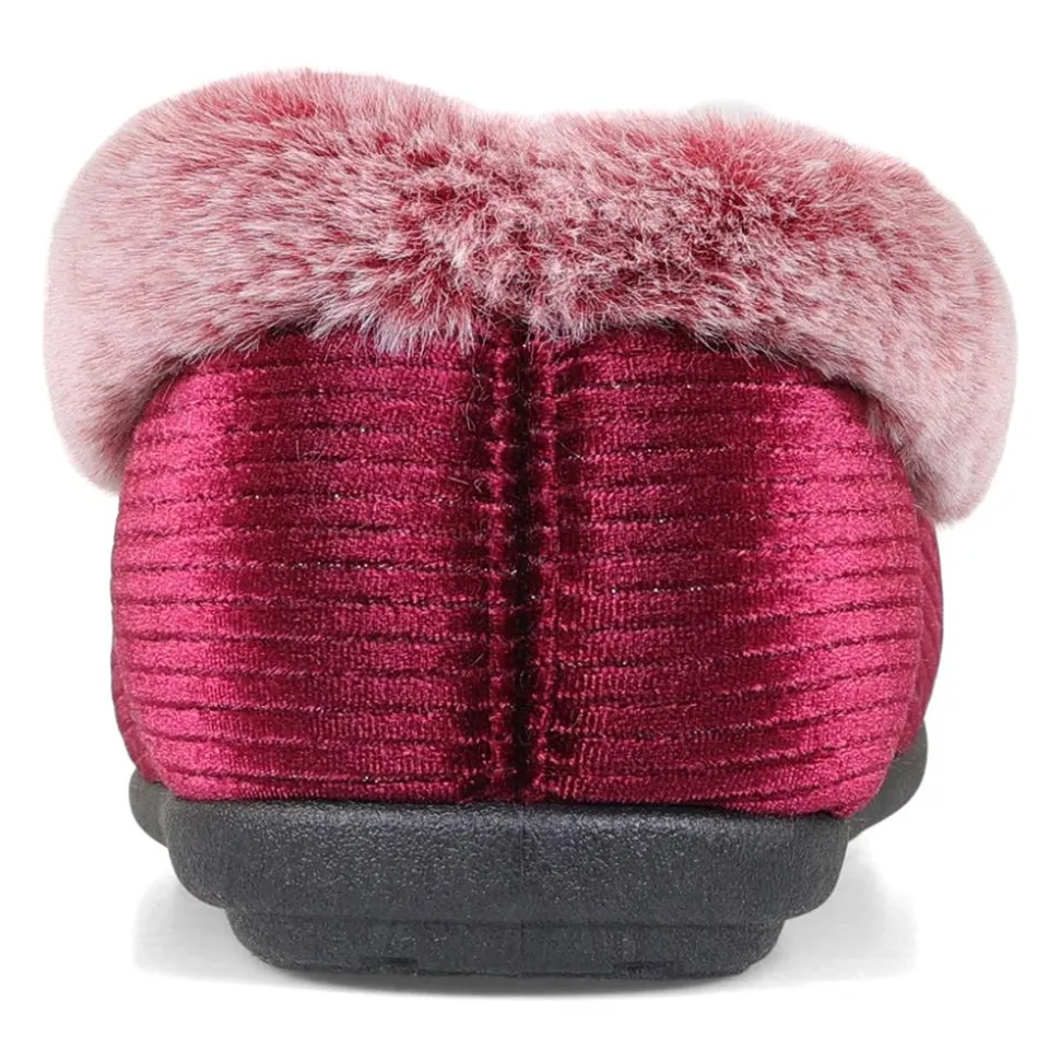 Padders Ladies Dual Fit Slippers 2E/3E - Winter Red Sparkle Cord