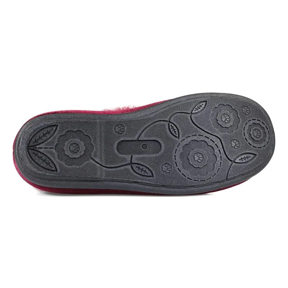 Padders Ladies Dual Fit Slippers 2E/3E - Winter Red Sparkle Cord