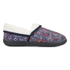 Padders Ladies Slippers 2E Fit DM Construction - Denim Floral Cord
