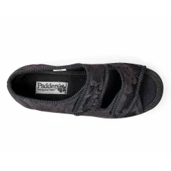 Padders + Ladies Slippers 2E Fit Vulcanised - Black