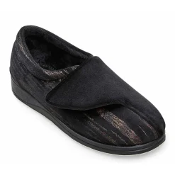 Padders Ladies Slippers 2E Fit Vulcanised - BLACK/MULTI