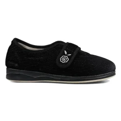 Padders Ladies Slippers 2E Fit Vulcanised - BLACK SPARKLE CORD