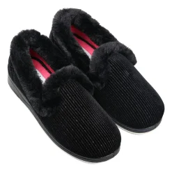 Padders Ladies Slippers 2E Fit Vulcanised - BLACK SPARKLE CORD