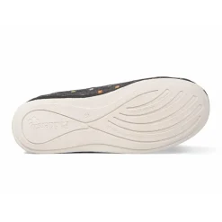 Padders Ladies Slippers 2E Fit Vulcanised - CHARCOAL WOVEN SPOT