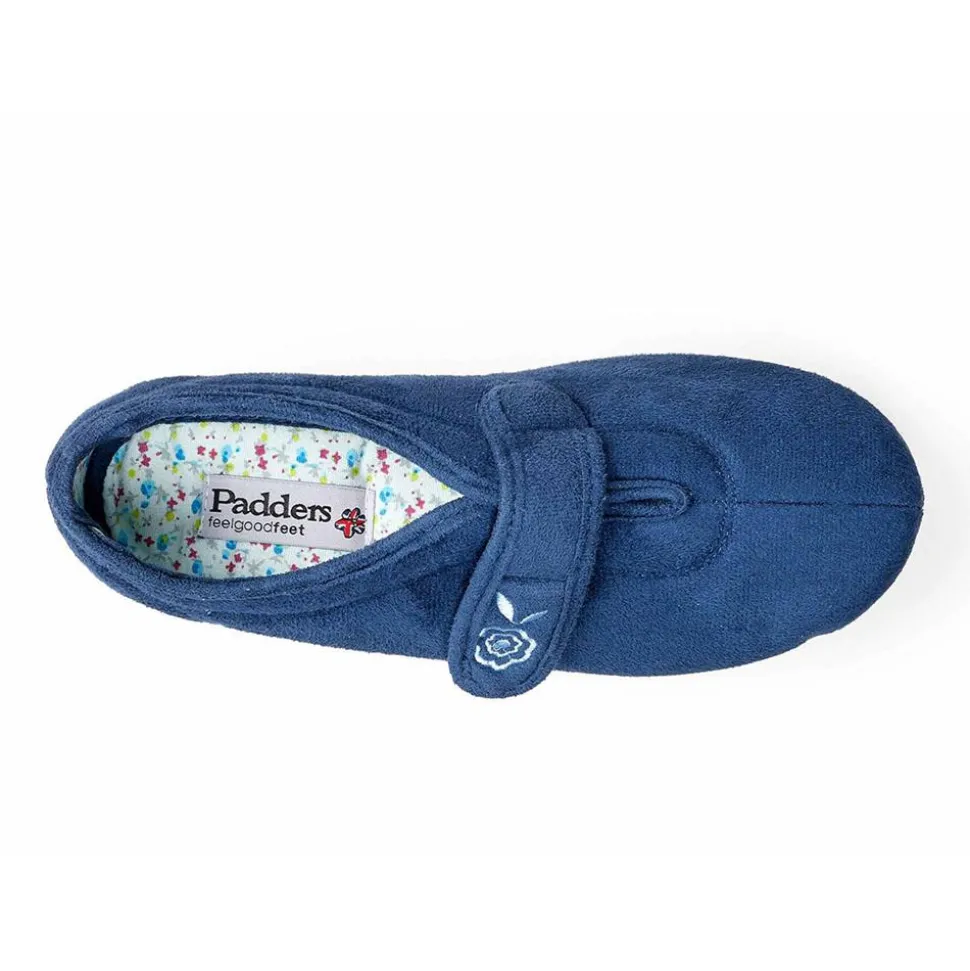 Padders Ladies Slippers 2E Fit Vulcanised - Denim Blue