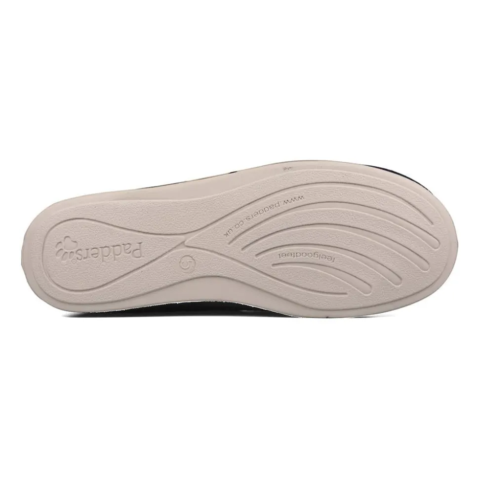 Padders Ladies Slippers 2E Fit Vulcanised - Navy