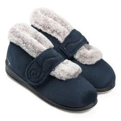 Padders Ladies Slippers 2E Fit Vulcanised - Navy
