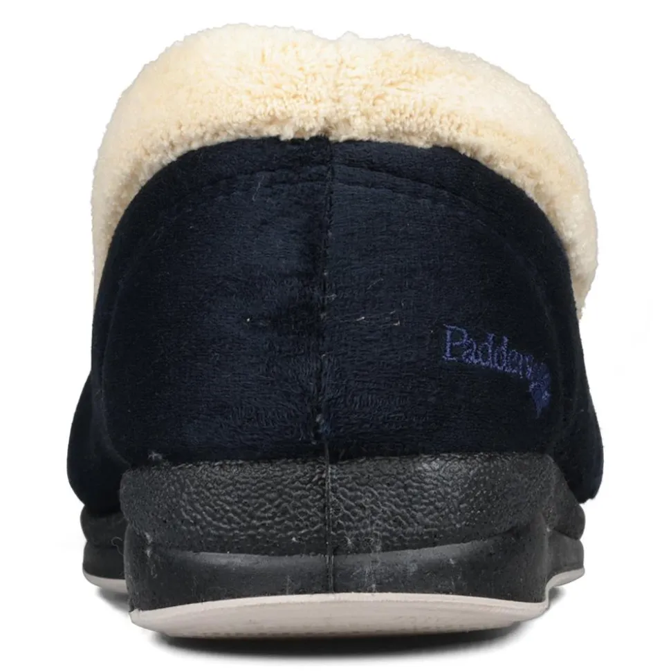 Padders Ladies Slippers 2E Fit Vulcanised - Navy