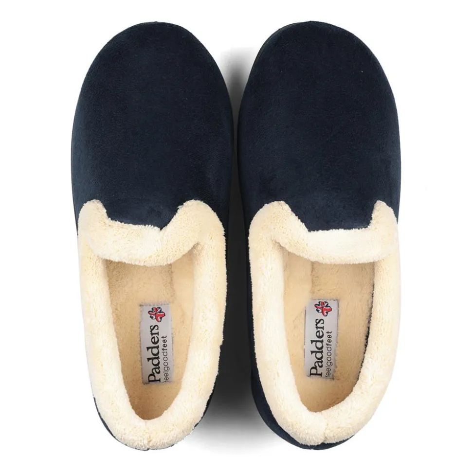 Padders Ladies Slippers 2E Fit Vulcanised - Navy
