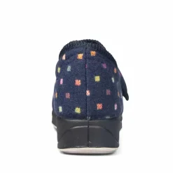 Padders Ladies Slippers 2E Fit Vulcanised - Navy Woven Spot