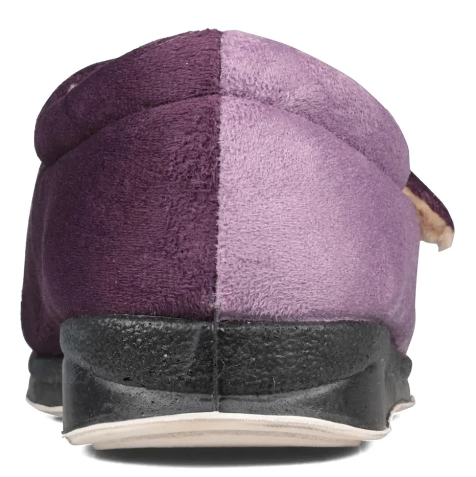 Padders Ladies Slippers 2E Fit Vulcanised - Purple Combi