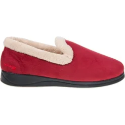 Padders Ladies Slippers 2E Fit Vulcanised - Red
