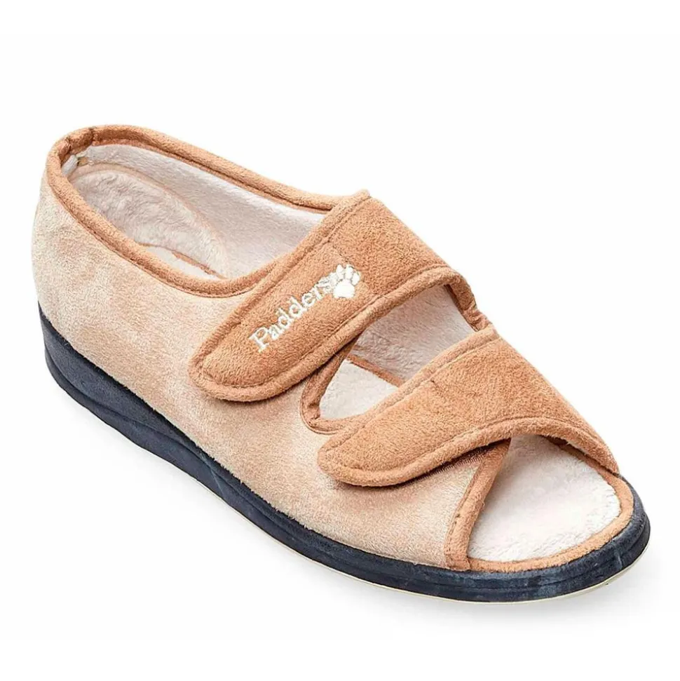 Padders + Ladies Slippers 2E Fit Vulcanised - Taupe