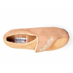 Padders Ladies Slippers 2E Fit Vulcanised - TAUPE /CAMEL