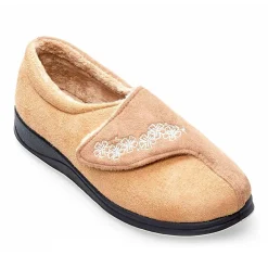 Padders Ladies Slippers 2E Fit Vulcanised - TAUPE /CAMEL