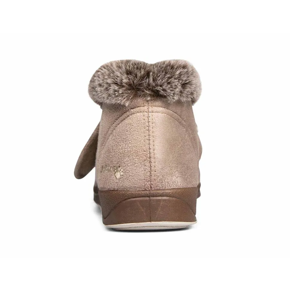 Padders Ladies Slippers 2E Fit Vulcanised - Taupe Combi