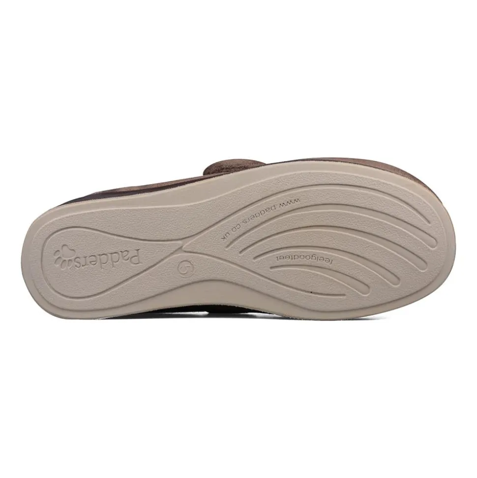 Padders Ladies Slippers 2E Fit Vulcanised - Taupe Combi