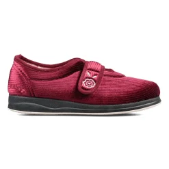 Padders Ladies Slippers 2E Fit Vulcanised - Winter Red Sparkle Cord