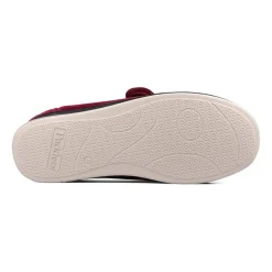 Padders Ladies Slippers 2E Fit Vulcanised - Winter Red Sparkle Cord
