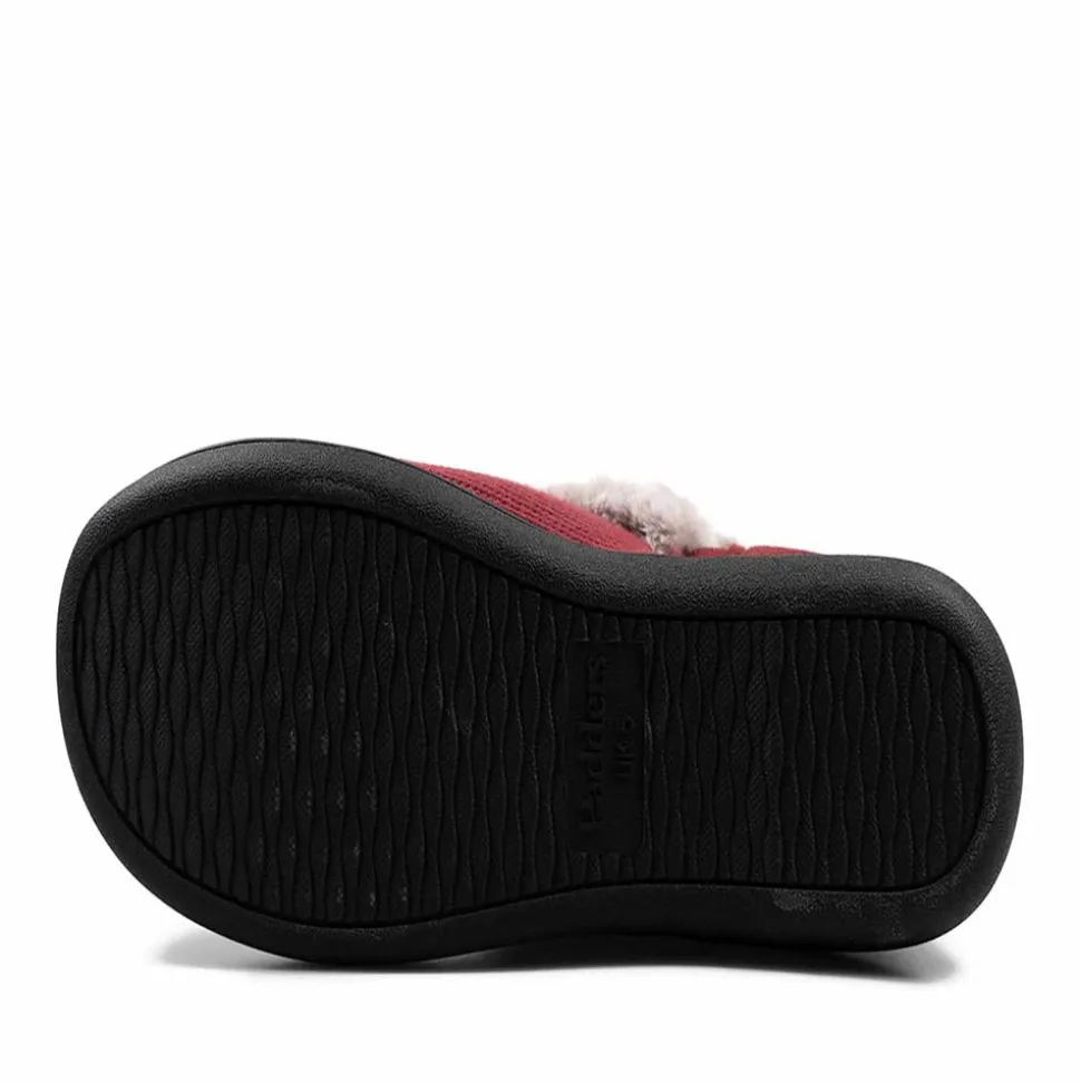 Padders Ladies Slippers 2E Side Stitched Washable - Bordeaux Combi