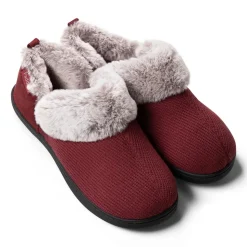 Padders Ladies Slippers 2E Side Stitched Washable - Bordeaux Combi