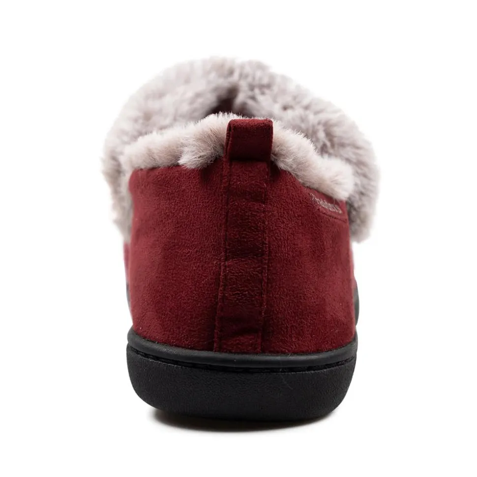 Padders Ladies Slippers 2E Side Stitched Washable - Bordeaux Combi