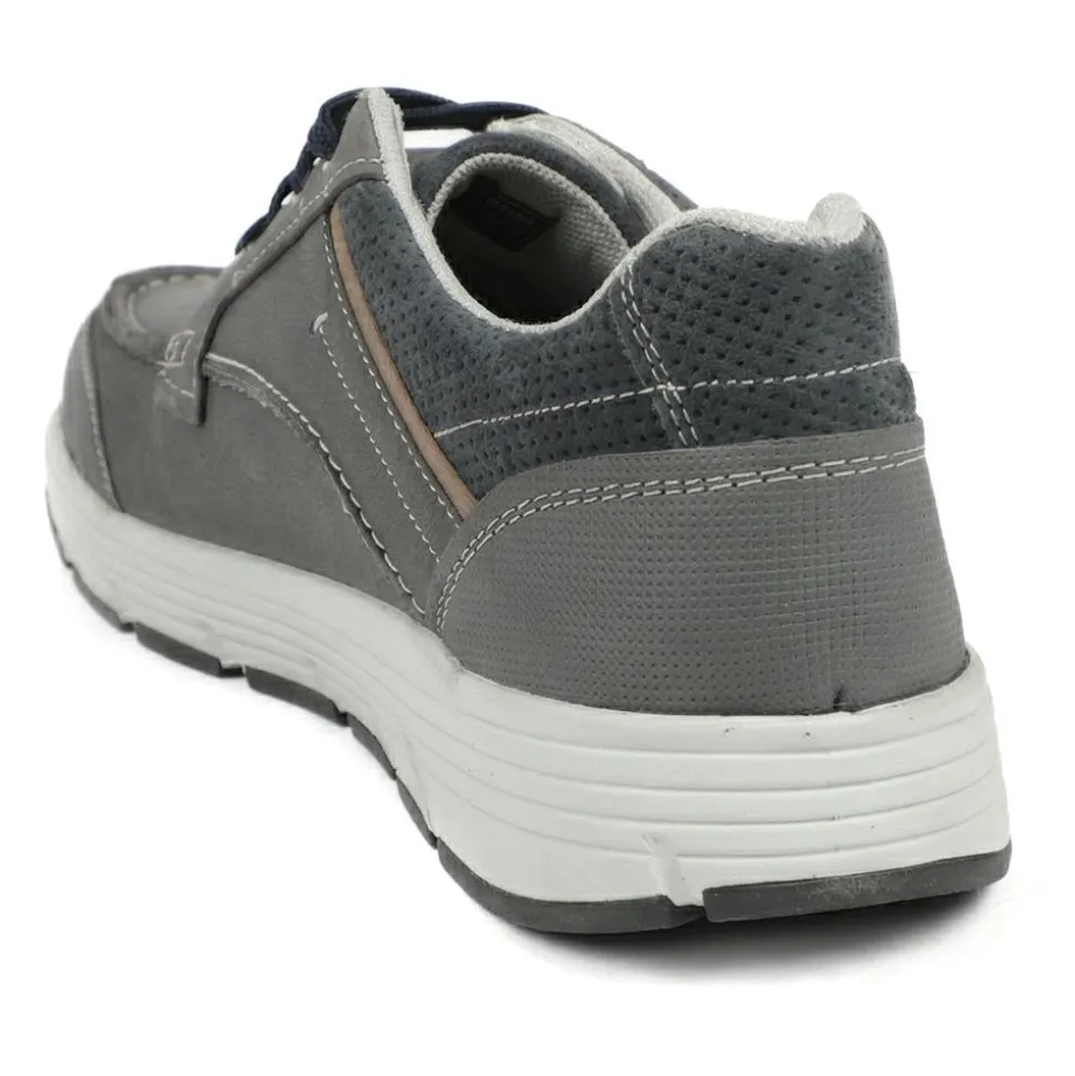 Padders Leather Rugged Casual Lace Up Shoes - Navy