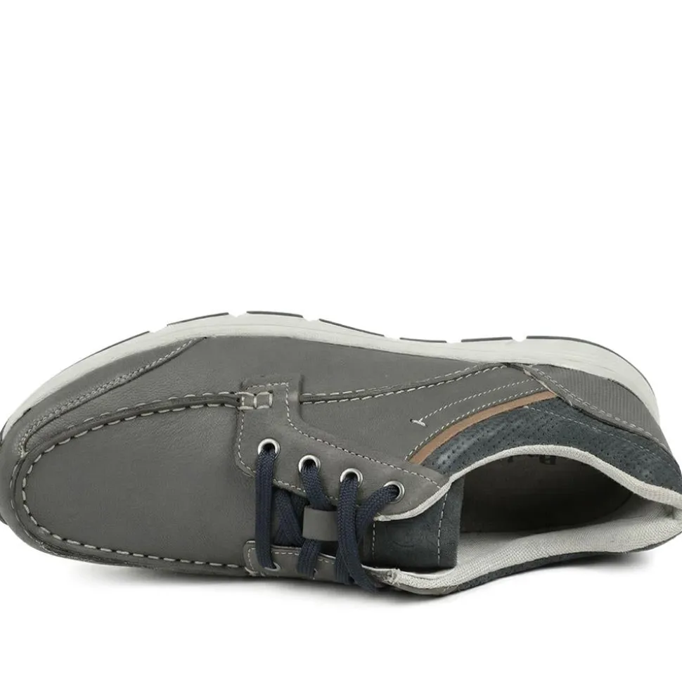 Padders Leather Rugged Casual Lace Up Shoes - Navy