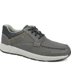 Padders Leather Rugged Casual Lace Up Shoes - Navy
