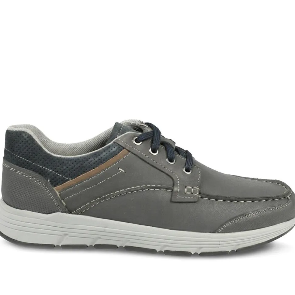 Padders Leather Rugged Casual Lace Up Shoes - Navy