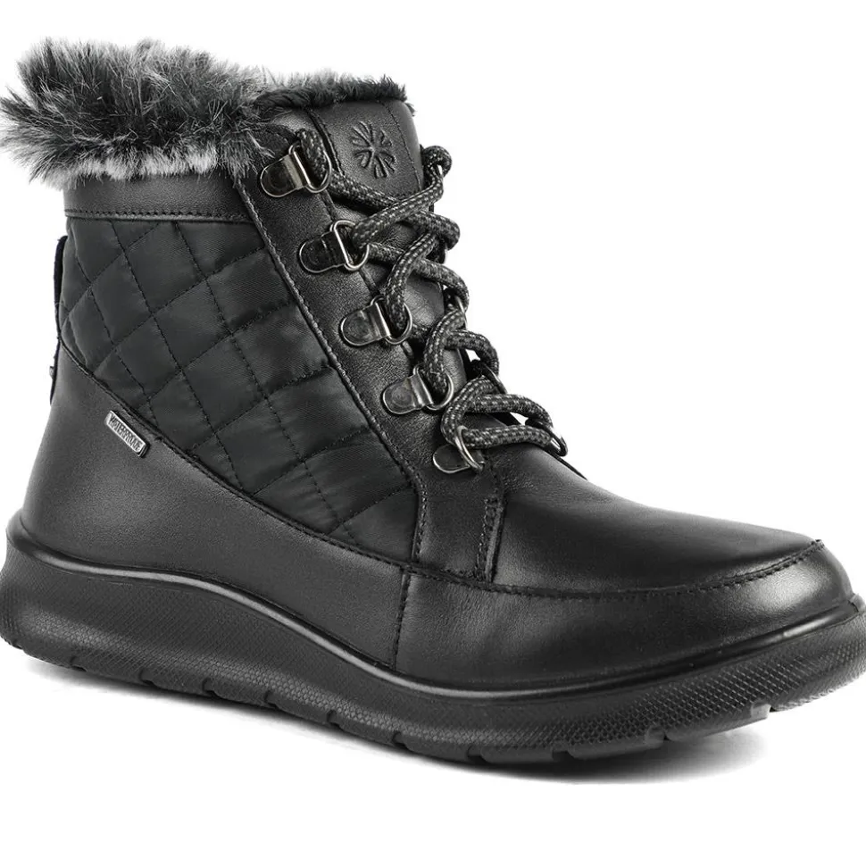 Padders Leather Soft Lined Weather Boots - Black