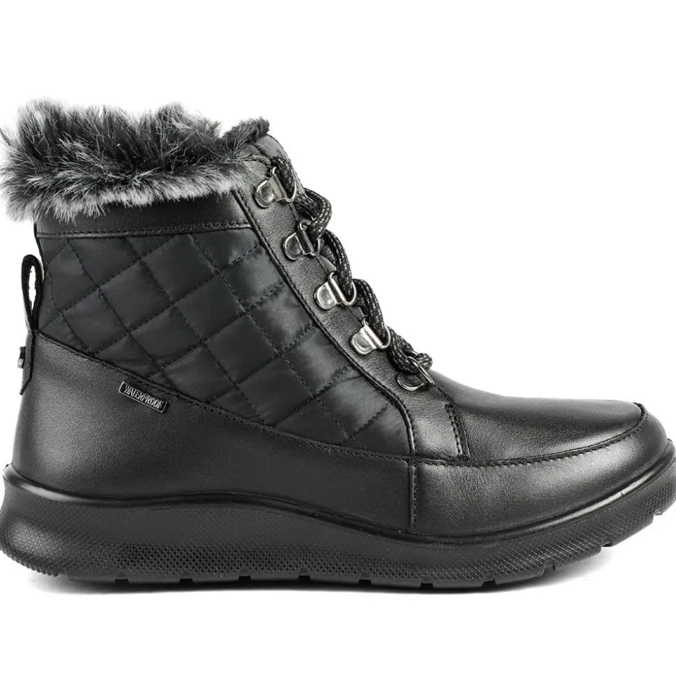 Padders Leather Soft Lined Weather Boots - Black
