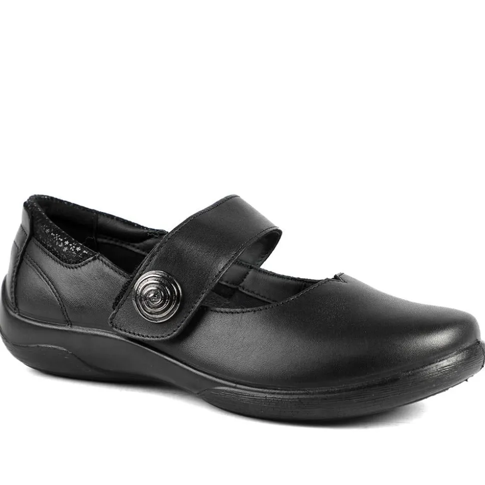 Padders Leather Touch Fastening Mary Janes - Black