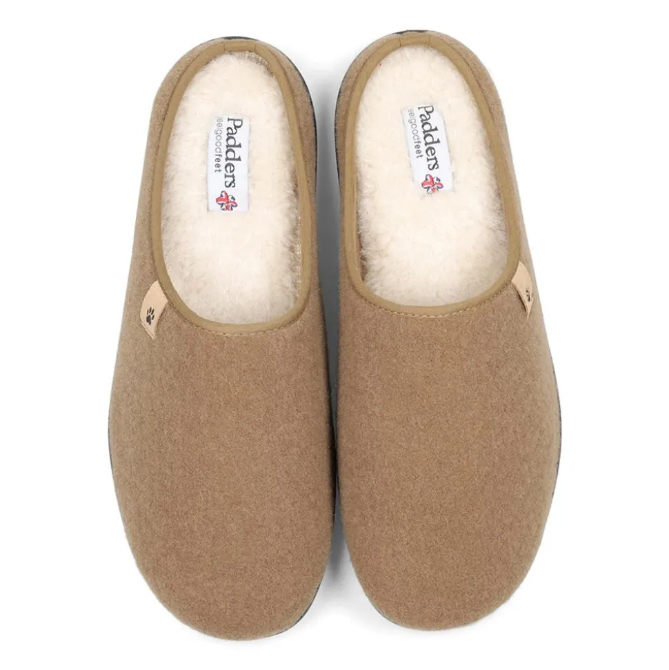 Padders Mens Slippers G Fit - Camel Felt