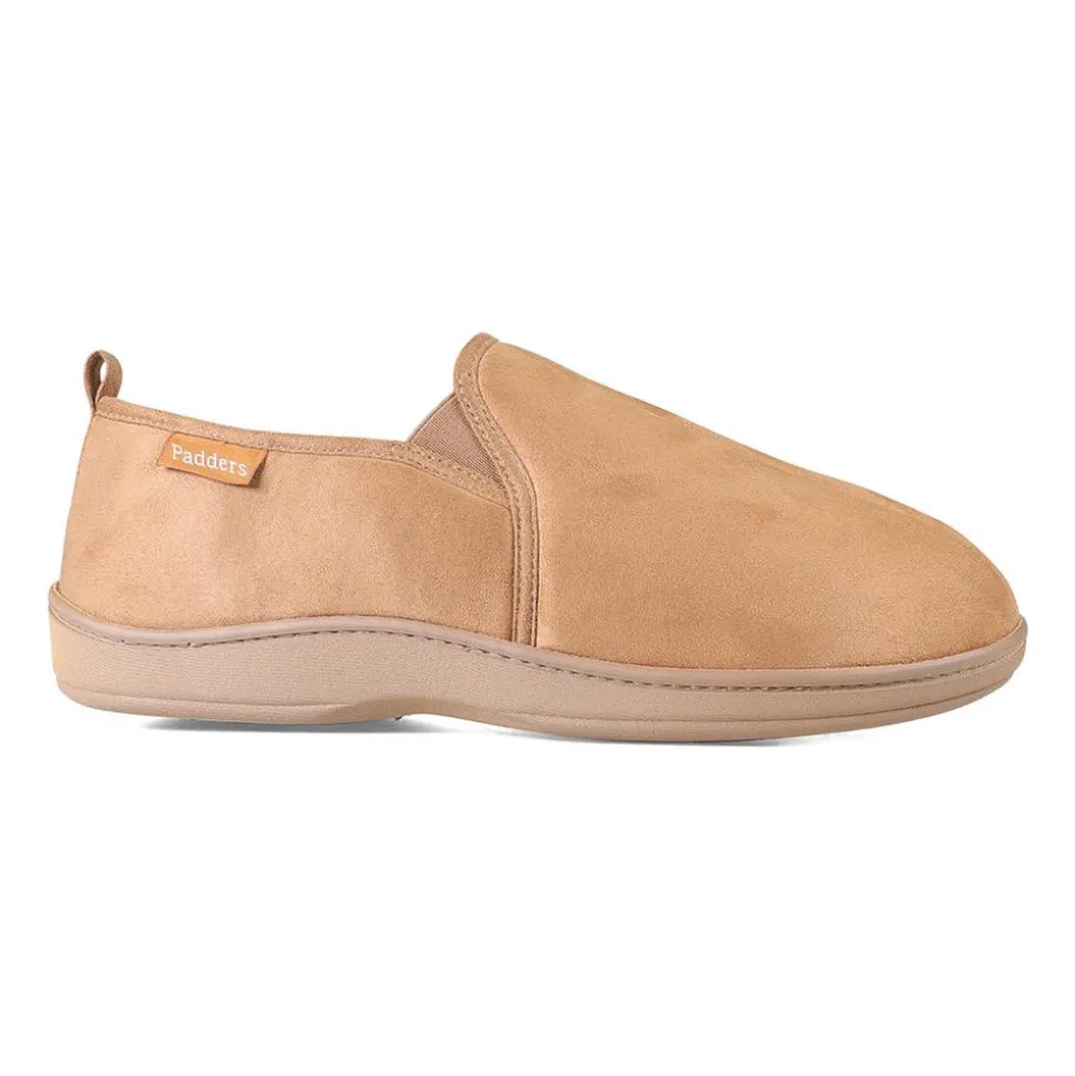 Padders Mens Slippers G Fit Side Stitched Washable - CHESTNUT MICROSUEDE