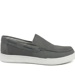 Padders Wide Fit Leather Slip On Shoes - Navy