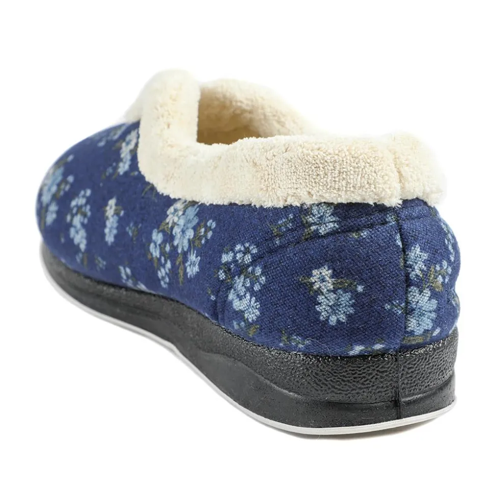 Padders Wide Fit Memory Foam Slippers - Navy