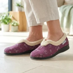 Padders Wide Fit Memory Foam Slippers - Purple