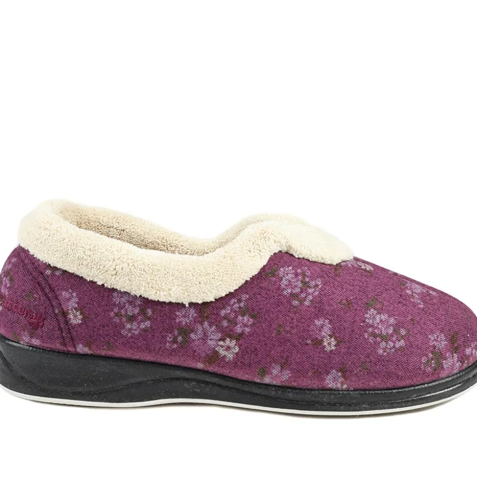 Padders Wide Fit Memory Foam Slippers - Purple
