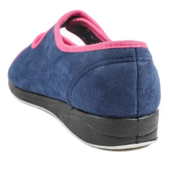 Padders Wide Fit Touch Fasten Slippers - Navy