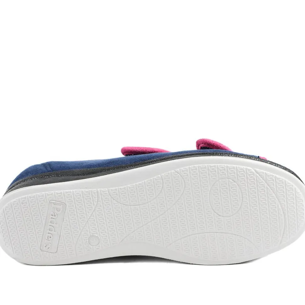 Padders Wide Fit Touch Fasten Slippers - Navy